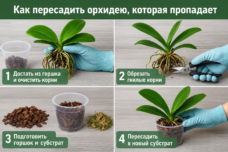 как спасти орхидею без корней и листьев